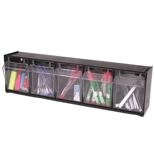 Compartment Interlocking Tilt Bin - Black
