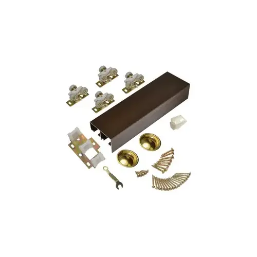 Heavy-Duty 2 Door Bypass Hardware Set with 60" Track for 1-3/8" Door - Dark Bronze Heavy-Duty 2 Door Bypass Hardware Set with 60" Track for 1-3/8" Door - Dark Bronze