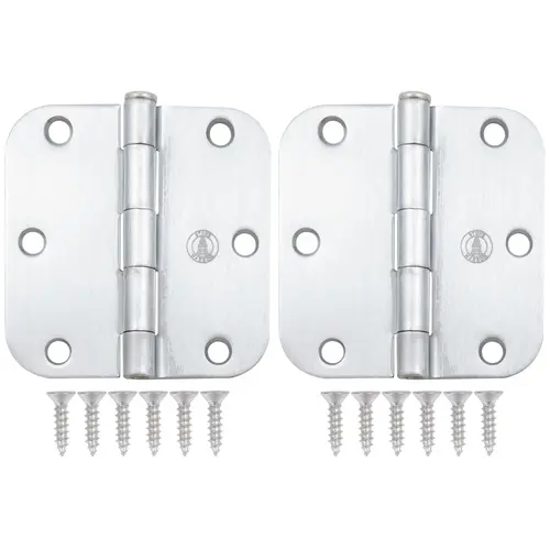 Stone Harbor Hardware 3-1/2" Door Hinges, 5/8" Radius Corner, Satin Chrome, 2-Pack Stone Harbor Hardware 3-1/2" Door Hinges, 5/8" Radius Corner, Satin Chrome, 2-Pack