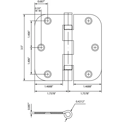 Stone Harbor Hardware 3-1/2" Ball-Bearing Door Hinges, 5/8" Radius Corner, Antique Nickel, 2-Pack Stone Harbor Hardware 3-1/2" Ball-Bearing Door Hinges, 5/8" Radius Corner, Antique Nickel, 2-Pack