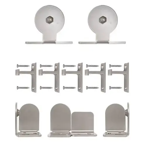 Top Mount Hardware Set with Long Brackets - Satin Nickel