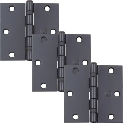 Stone Harbor Hardware 3-1/2" Ball-Bearing Door Hinges, Square Corner, Matte Black, 3-Pack Stone Harbor Hardware 3-1/2" Ball-Bearing Door Hinges, Square Corner, Matte Black, 3-Pack