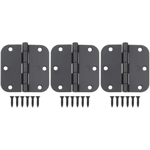 3.5" 5/8R Door Hinge - pack of 3 - Matte Black