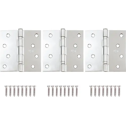 Stone Harbor Hardware 4" Ball-Bearing Door Hinges, Square Corner, Polished Chrome, 3-Pack Stone Harbor Hardware 4" Ball-Bearing Door Hinges, Square Corner, Polished Chrome, 3-Pack