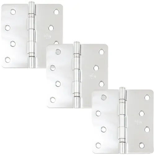Stone Harbor Hardware 4" Ball-Bearing Door Hinges, 1/4" Radius Corner, Polished Chrome, 3-Pack Stone Harbor Hardware 4" Ball-Bearing Door Hinges, 1/4" Radius Corner, Polished Chrome, 3-Pack