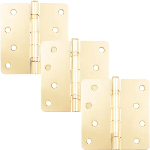 Stone Harbor Hardware 4" Ball-Bearing Door Hinges, 1/4" Radius Corner, Polished Brass, 3-Pack Stone Harbor Hardware 4" Ball-Bearing Door Hinges, 1/4" Radius Corner, Polished Brass, 3-Pack