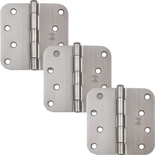 4" Door Hinges, 5/8" Radius Corner, Antique Nickel, 3-Pack 4" Door Hinges, 5/8" Radius Corner, Antique Nickel, 3-Pack