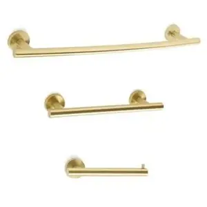 Amerock ARRONDIBBZ2 Bathroom Kit with BH26540BBZ Tissue Roll Holder BH26546BBZ Towel Bar BH26543BBZ Towel Bar Golden Champagne Finish