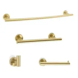 Amerock ARRONDIBBZ8 Bathroom Kit with BH26540BBZ Tissue Roll Holder BH26546BBZ Towel Bar BH26544BBZ Towel Bar BH26542BBZ Robe Hook Golden Champagne Finish