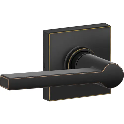 Passage Lock Solstice Lever with Collins Rose Aged Bronze Finish with Adjustable Latch and Radius Strike