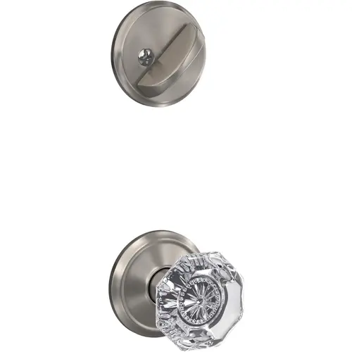 Custom Alexandria Knob with Alden Rose Interior Active Trim with 16680 Latch and 10269 Strike Satin Nickel Finish Custom Alexandria Knob with Alden Rose Interior Active Trim with 16680 Latch and 10269 Strike Satin Nickel Finish