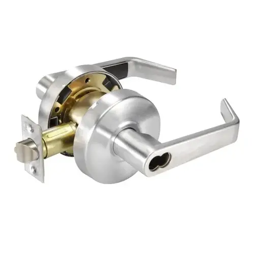 Storeroom Augusta Lever Grade 2 Cylindrical Lock with Small Format Interchangeable Core Prep Satin Chrome Finish Storeroom Augusta Lever Grade 2 Cylindrical Lock with Small Format Interchangeable Core Prep Satin Chrome Finish