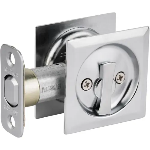 335x26D Square Pocket Door Lock Privacy - Satin Chrome 335x26D Square Pocket Door Lock Privacy - Satin Chrome