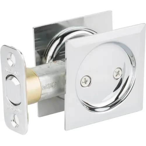 334x26 Square Pocket Door Lock Passage - Polished Chrome 334x26 Square Pocket Door Lock Passage - Polished Chrome