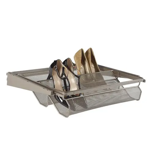 Knape and Vogt Closet Culture Champagne Nickel Shoe Rack 23-1/2"W x 17"D x 5-1/4"H x 5-1/4"H, Steel Knape and Vogt Closet Culture Champagne Nickel Shoe Rack 23-1/2"W x 17"D x 5-1/4"H x 5-1/4"H, Steel