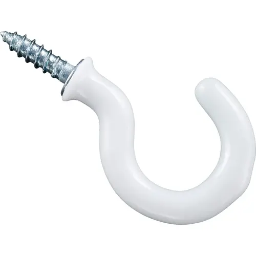 Cup Hook, White Vinyl-Coated, 1 In pack of 30 Cup Hook, White Vinyl-Coated, 1 In pack of 30