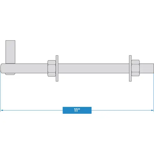 293BC 3/4" x 10" Bolt Hook Zinc Plated Finish