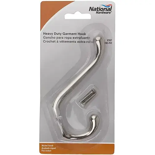 V167 Heavy Duty Garment Hook Nickel Finish V167 Heavy Duty Garment Hook Nickel Finish