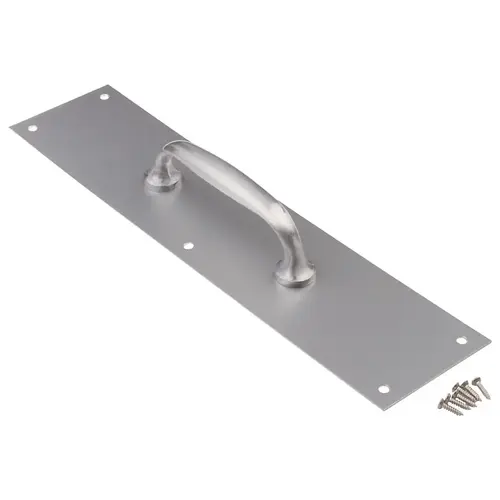 Door Pull Plate, Satin Aluminum, 3-1/2 x 15 In. Door Pull Plate, Satin Aluminum, 3-1/2 x 15 In.