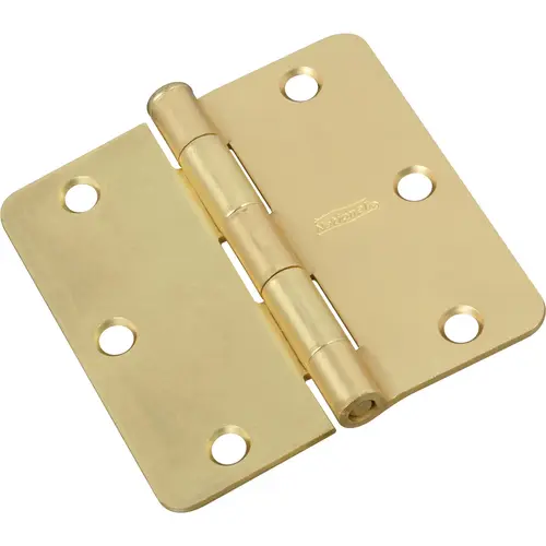 3-1/2 In. x 1/4 In. Radius Satin Brass Door Hinge 3-1/2 In. x 1/4 In. Radius Satin Brass Door Hinge