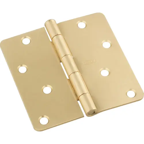 4 In. x 1/4 In. Radius Satin Brass Door Hinge 4 In. x 1/4 In. Radius Satin Brass Door Hinge