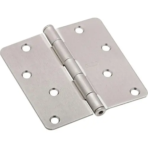 4 In. x 1/4 In. Radius Satin Nickel Door Hinge 4 In. x 1/4 In. Radius Satin Nickel Door Hinge