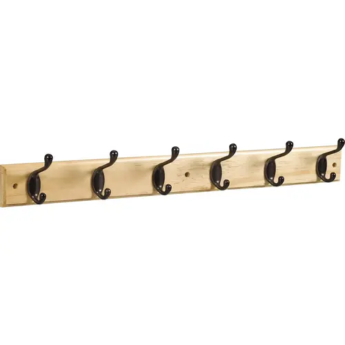 DPV8170 27" x 2-3/4" x 3/5" Hookrail with 6 Coat Hooks - Oil-Rubbed Bronze with Light Brown Rail DPV8170 27" x 2-3/4" x 3/5" Hookrail with 6 Coat Hooks - Oil-Rubbed Bronze with Light Brown Rail