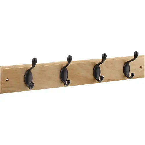 DPV8170 18" x 2-3/4" x 5/8" Hookrail with 4 Coat Hooks - Oil-Rubbed Bronze with Light Brown Rail DPV8170 18" x 2-3/4" x 5/8" Hookrail with 4 Coat Hooks - Oil-Rubbed Bronze with Light Brown Rail