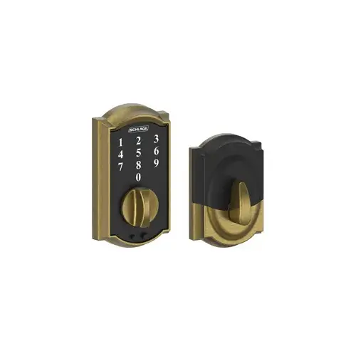 BE375CAM609 12-321 10-116 Camelot Touch Keyless Deadbolt - Antique Brass BE375CAM609 12-321 10-116 Camelot Touch Keyless Deadbolt - Antique Brass