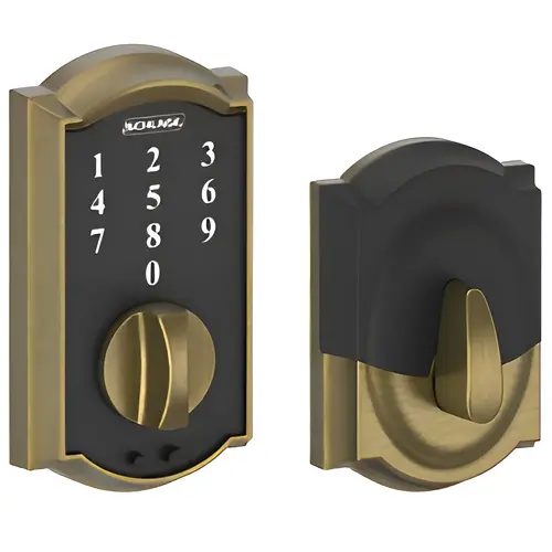 BE375CAM609 12-321 10-116 Camelot Touch Keyless Deadbolt - Antique Brass BE375CAM609 12-321 10-116 Camelot Touch Keyless Deadbolt - Antique Brass