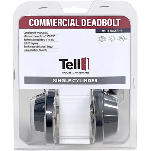 DB2051 US19 ADJ CS KD 1-Cyl Deadbolt - Matte Black DB2051 US19 ADJ CS KD 1-Cyl Deadbolt - Matte Black