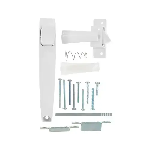 Push Button Door Latch, Out Swinging, White