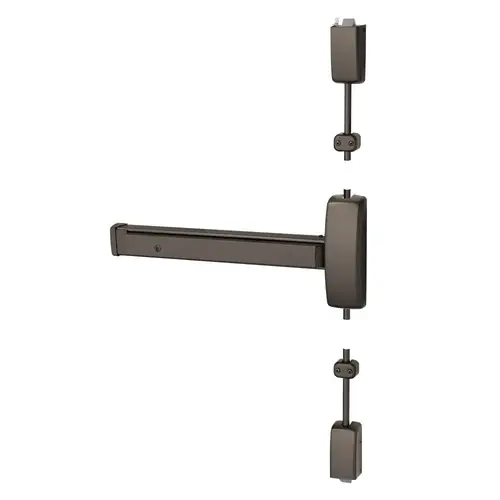 Grade 1 Surface Vertical Rod Exit Device, Wide Stile Pushpad, 32" Device, 120" Door Height, Storeroom Function, P Freewheeling/Vandal Resistant Lever, Hex Key Dogging, Less Lexan Push Pad Touchbar, Dark Oxidized Bronze Finish, Left Hand Reverse Grade 1 Surface Vertical Rod Exit Device, Wide Stile Pushpad, 32" Device, 120" Door Height, Storeroom Function, P Freewheeling/Vandal Resistant Lever, Hex Key Dogging, Less Lexan Push Pad Touchbar, Dark Oxidized Bronze Finish, Left Hand Reverse