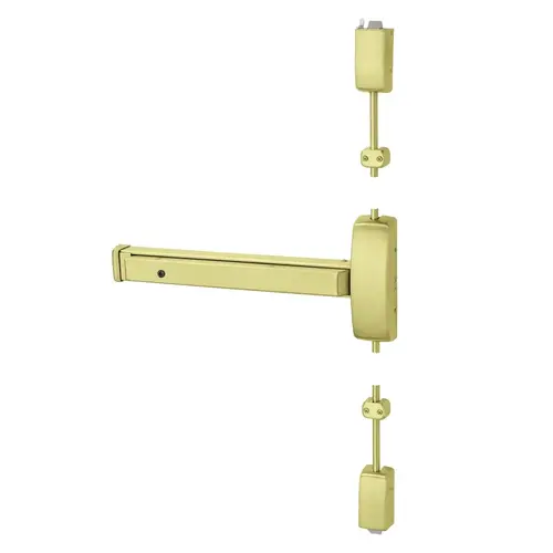 Grade 1 Surface Vertical Rod Exit Device, Wide Stile Pushpad, 32" Device, 120" Door Height, Storeroom Function, L Freewheeling/Vandal Resistant Lever, Hex Key Dogging, Less Lexan Push Pad Touchbar, Satin Brass Finish, Right Hand Reverse Grade 1 Surface Vertical Rod Exit Device, Wide Stile Pushpad, 32" Device, 120" Door Height, Storeroom Function, L Freewheeling/Vandal Resistant Lever, Hex Key Dogging, Less Lexan Push Pad Touchbar, Satin Brass Finish, Right Hand Reverse