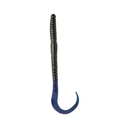 Fishing Worm Lure Freshwater 7.5" Black/Blue Fishing Worm Lure Freshwater 7.5" Black/Blue