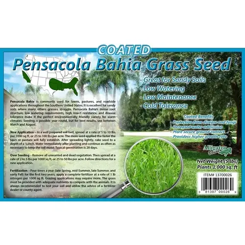 Coated Bahia Pensacola Grass Seed 5-LBS