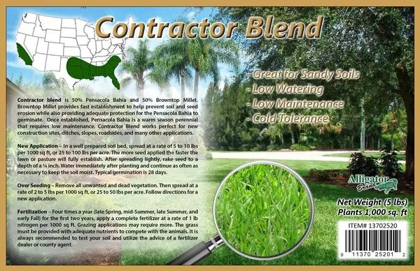Alligator Brand Contractor Blend Seeds 50% Coated Pensacola Bahia /50% Brown Top Millet 5-lbs 13702520