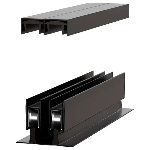 1/4" Aluminum Track Assembly, Sliding Door Hardware, 60" Length, Oil Rubbed Bronze Finish, For Wood Or Glass Doors