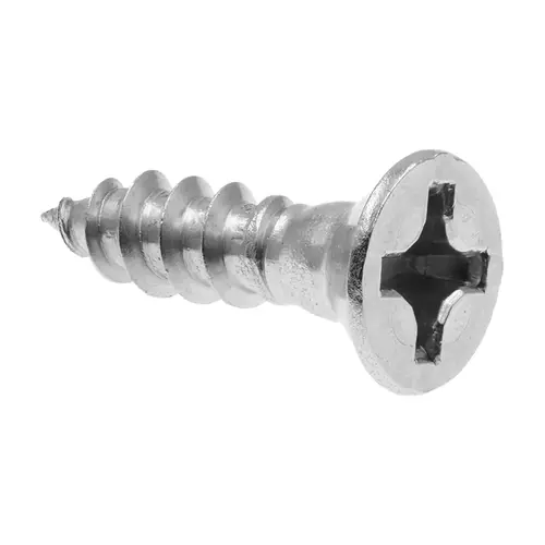 Wood Screw, Flat Head Countersunk, Phillips Drive 17 mm #6 3.5 mm Satin Nickel, #6 x 5/8" matt Wood Screw, Flat Head Countersunk, Phillips Drive 17 mm #6 3.5 mm Satin Nickel, #6 x 5/8" matt