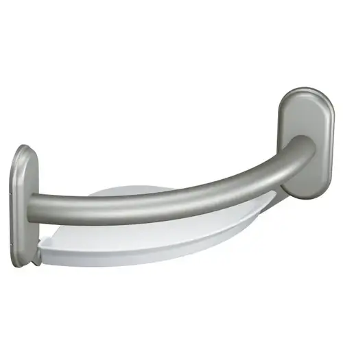 9" Grab Bar with Corner Shelf Brushed Nickel Finish 9" Grab Bar with Corner Shelf Brushed Nickel Finish