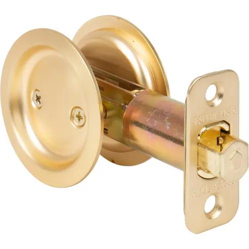 Round Pocket Door Lock Passage with 2-3/4" Latch - Satin Brass Round Pocket Door Lock Passage with 2-3/4" Latch - Satin Brass