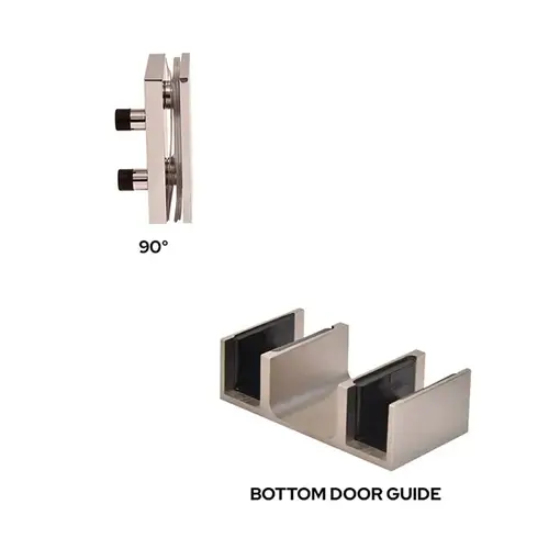 Brushed Stainless Steel Replacement 90 Degree Accessory Kit & Bottom Guide for Brixen Sliding Shower Door System