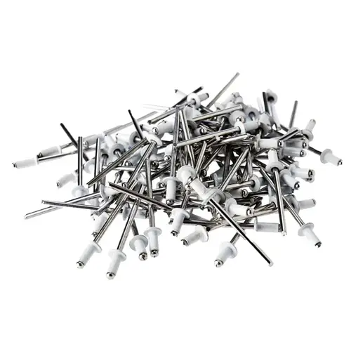 Pull Rivet, 0.275 in L, Aluminum, 1/8 in Head White - pack of 100