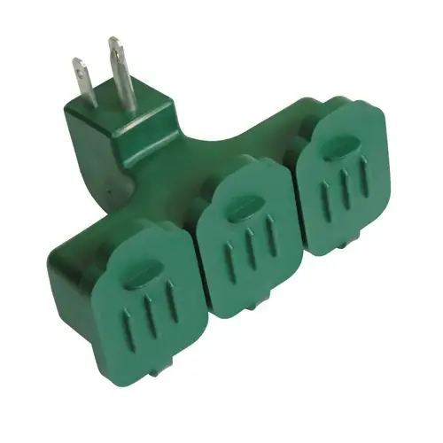 Power Block Adapter, 125 V, 3-Outlet, NEMA: NEMA 5-15P, Green Power Block Adapter, 125 V, 3-Outlet, NEMA: NEMA 5-15P, Green