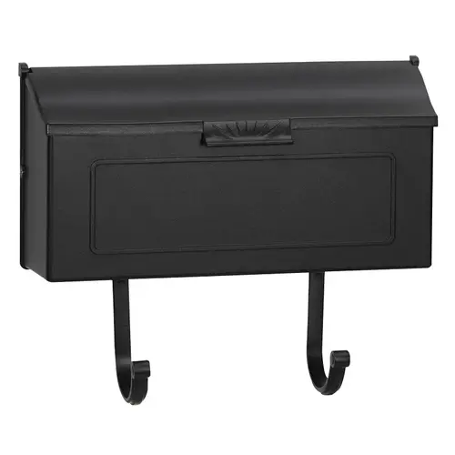 Standard Mailbox, 500 cu-in, Aluminum, Powder-Coated, Black, 16 in W, 4 in D, 13 in H
