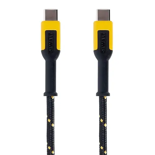 Charging Cable, Type C, Kevlar Fiber Sheath, 10 ft L Black/Yellow