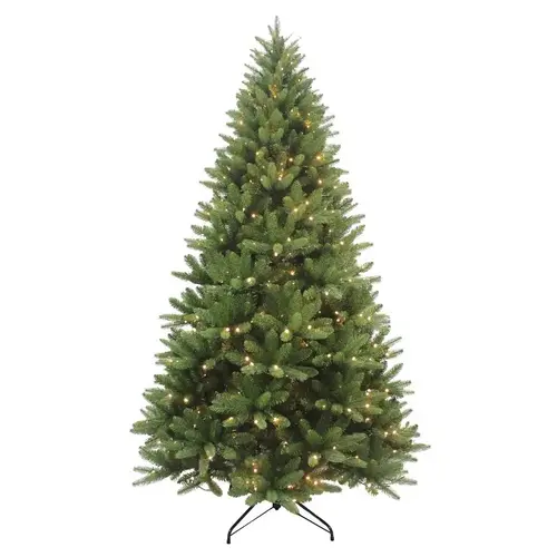 Artificial Tree, 7.5 ft, Fir, Grand Fir Family, Direct Plug In, LED, Warm White