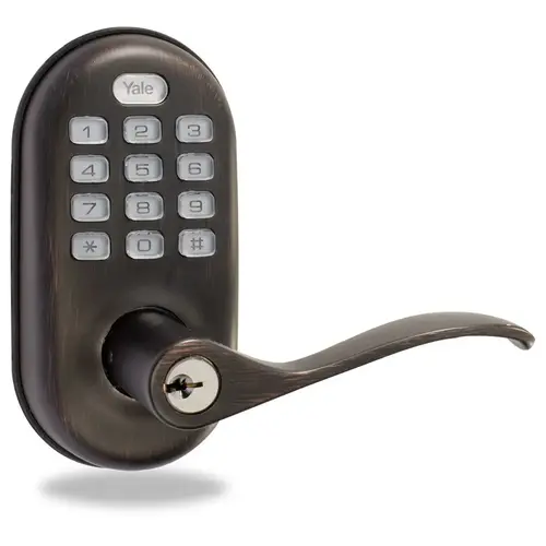 Push Button Lever Lock with Z-Wave Oil Rubbed Bronze Permanent Finish Push Button Lever Lock with Z-Wave Oil Rubbed Bronze Permanent Finish