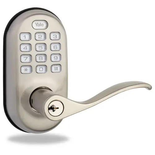 Push Button Lever Lock with Z-Wave Satin Nickel Finish Push Button Lever Lock with Z-Wave Satin Nickel Finish
