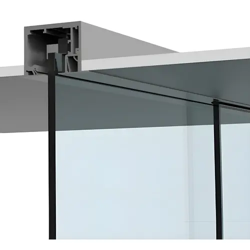 690 Series Satin Anodized Drop Ceiling Mount Sliding Door with Fixed Panel Kit